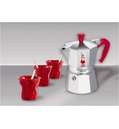 Кофеварка Bialetti гейзер &quot;Moka&quot; 3 п. 1040 (+ 3 красные чашки под пластиковые)