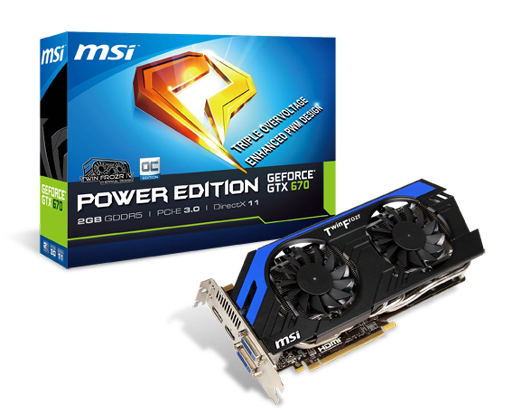 Видеокарта MSI GeForce GTX 670 1019Mhz PCI-E 3.0 2048Mb 6008Mhz 256 bit  (N670 PE 2GD5/