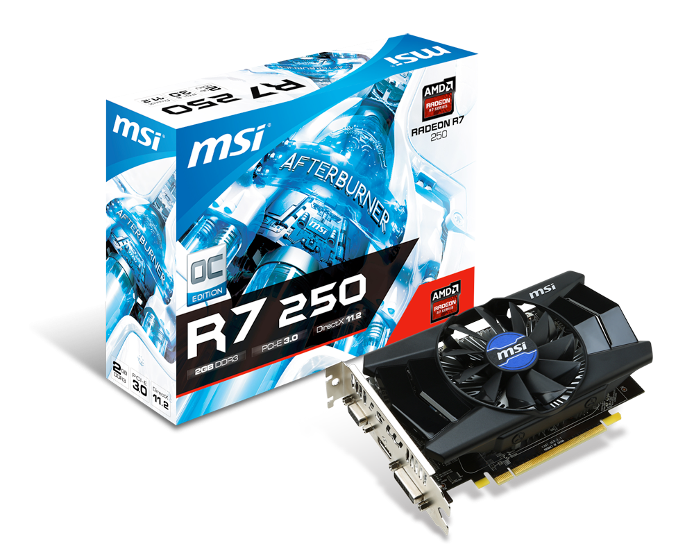 Видеокарта MSI Radeon R7 250 1050Mhz PCI-E 3.0 2048Mb 1800Mhz 128 bit (R7  250 2GD3