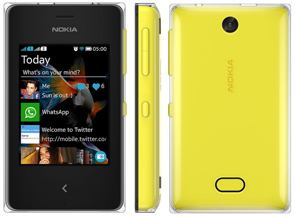 Смартфон Nokia Asha 500 Dual Sim Yellow