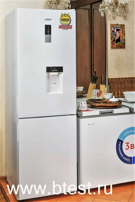 Двухкамерный холодильник Ascoli с диспенсером.