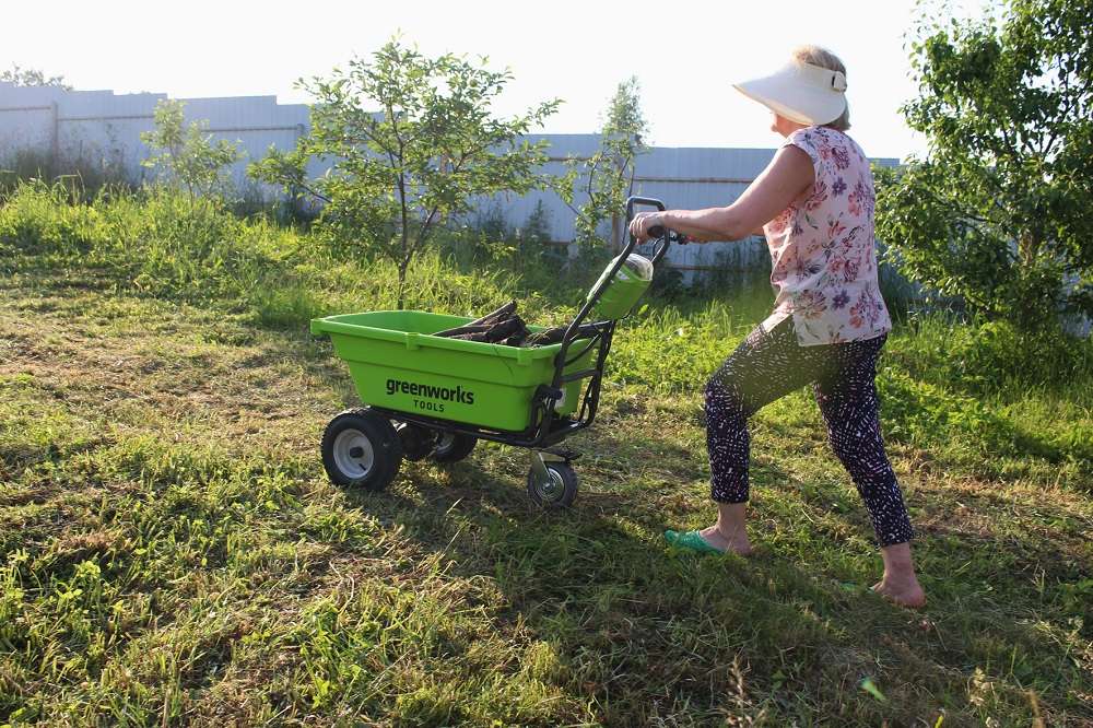 Тележка Greenworks G40GC дрова