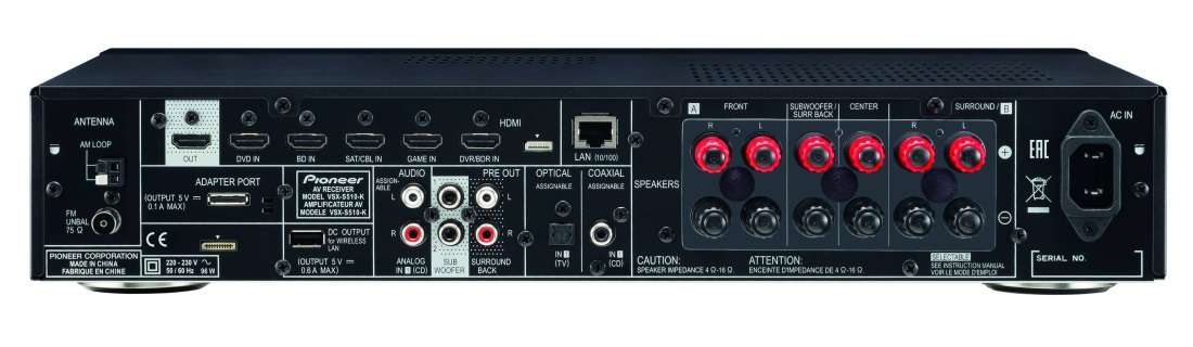 Ресивер Pioneer VSX‑S510 - интрефейсы