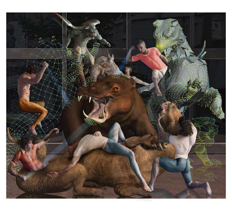 9. Ольга Тобрелутс. Модернизация. 2002. Триптих (или фрагмент триптиха). 