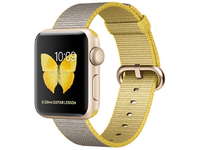 корпус из золотистого алюминия, спортивный ремешок цвета «жёлтый/светло-серый»