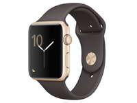 корпус из золотистого алюминия, спортивный ремешок цвета «тёмное какао»