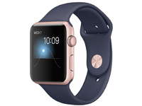 корпус из алюминия цвета «розовое золото», спортивный ремешок тёмно-синего цвета