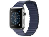 корпус из нержавеющей стали, кожаный ремешок тёмно-синего цвета, размер M