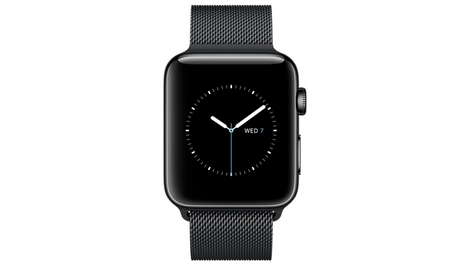 Умные часы Apple Watch Series 2, 38 мм корпус из нержавеющей стали цвета «чёрный космос», миланский сетчатый браслет цвета «чёрный космос»