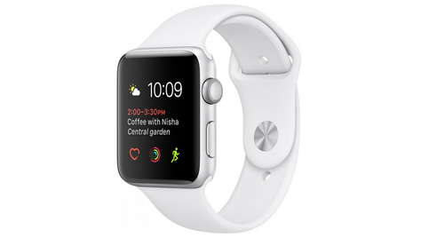 Умные часы Apple Watch Series 2, 38 мм корпус из серебристого алюминия, спортивный ремешок белого цвета
