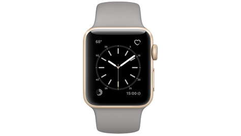 Умные часы Apple Watch Series 2, 38 мм корпус из золотистого алюминия, спортивный ремешок цвета «серый камень»