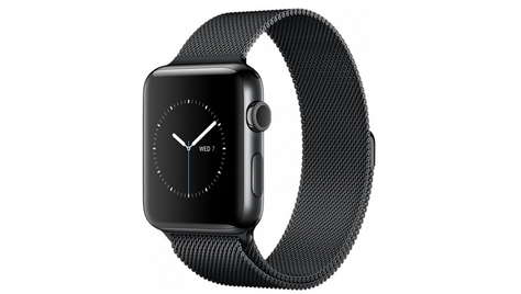 Умные часы Apple Watch Series 2, 42 мм корпус из нержавеющей стали цвета «чёрный космос», миланский сетчатый браслет цвета «чёрный космос»