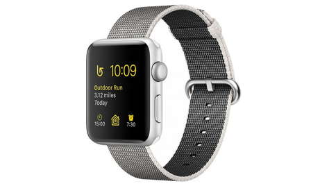 Умные часы Apple Watch Series 2, 42 мм корпус из серебристого алюминия, ремешок из плетёного нейлона жемчужного цвета
