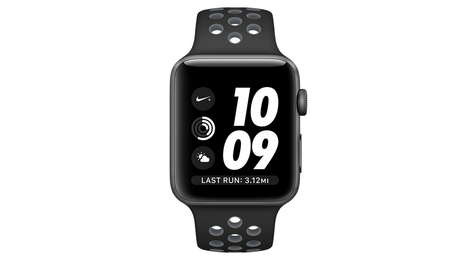 Умные часы Apple Watch Nike+ 42 мм корпус из алюминия цвета «серый космос», спортивный ремешок Nike цвета «чёрный/холодный серый»