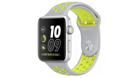 Умные часы Apple Watch Nike+ 38 мм корпус из серебристого алюминия, спортивный ремешок Nike цвета «листовое серебро/салатовый»