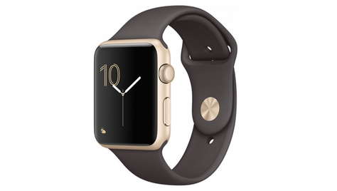 Умные часы Apple Watch Series 2, 42 мм корпус из золотистого алюминия, спортивный ремешок цвета «тёмное какао»