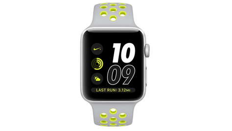 Умные часы Apple Watch Nike+ 42 мм корпус из серебристого алюминия, спортивный ремешок Nike цвета «листовое серебро/салатовый»