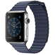 Умные часы Apple Watch Series 2, 42 мм корпус из нержавеющей стали, кожаный ремешок тёмно-синего цвета, размер M